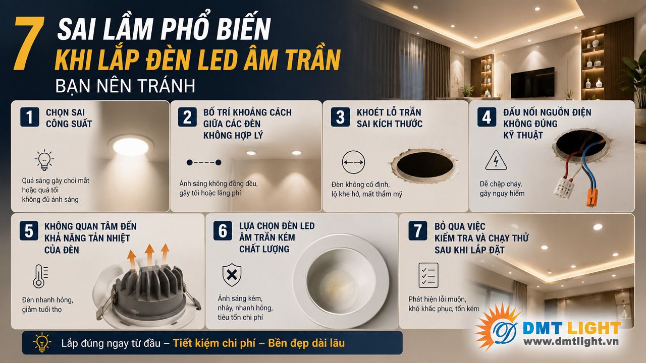 Bỏ qua việc chạy thử đèn là lỗi khi lắp đèn LED âm trần thường gặp