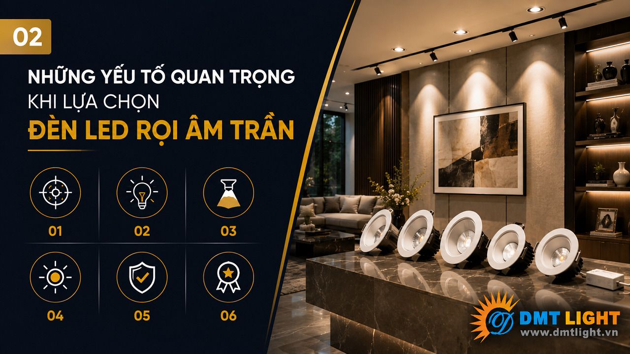 Các yếu tố cần quan tâm khi chọn mua đèn LED rọi âm trần