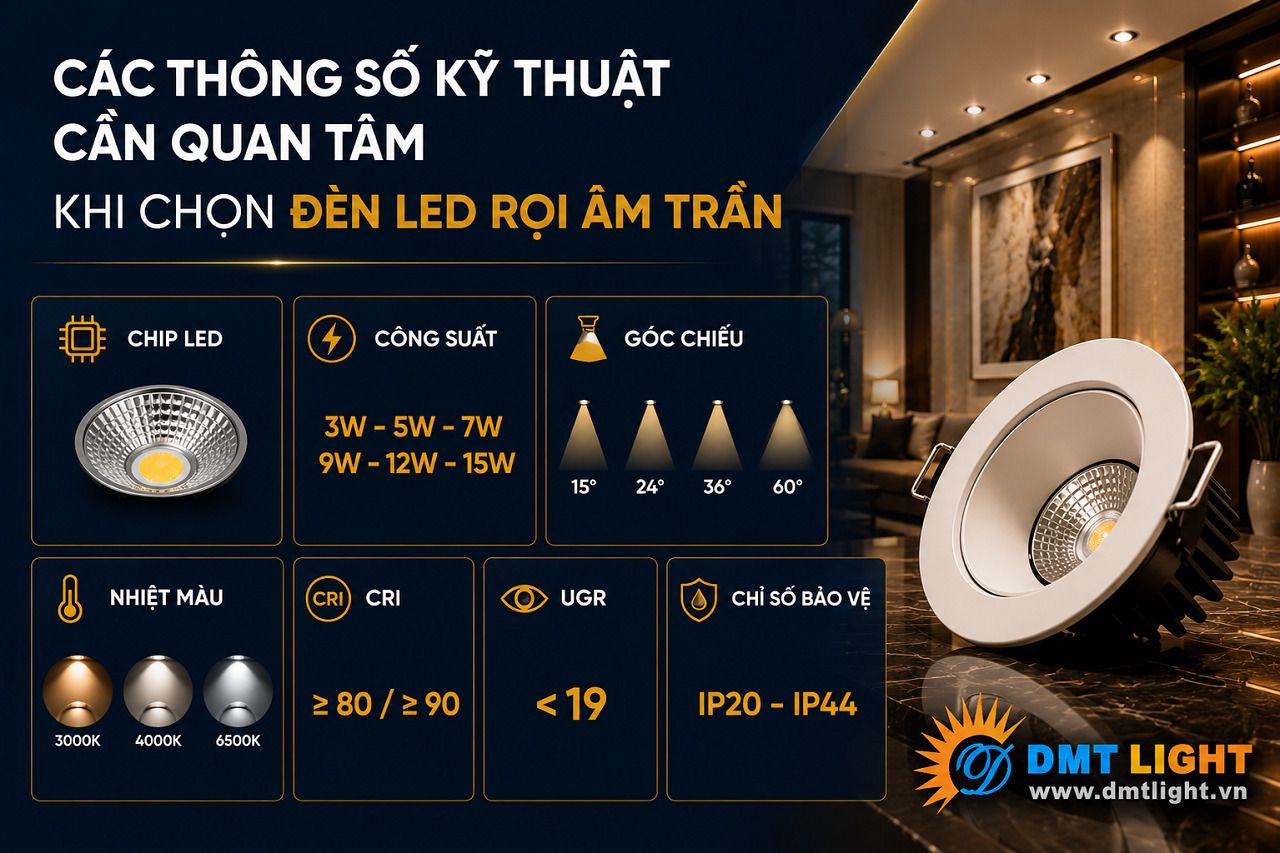 Khi chọn đèn LED rọi âm trần cần quan tâm đến quang thông của sản phẩm
