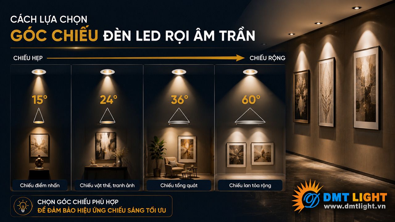 Lựa chọn đèn có góc chiếu đèn phù hợp với không gian