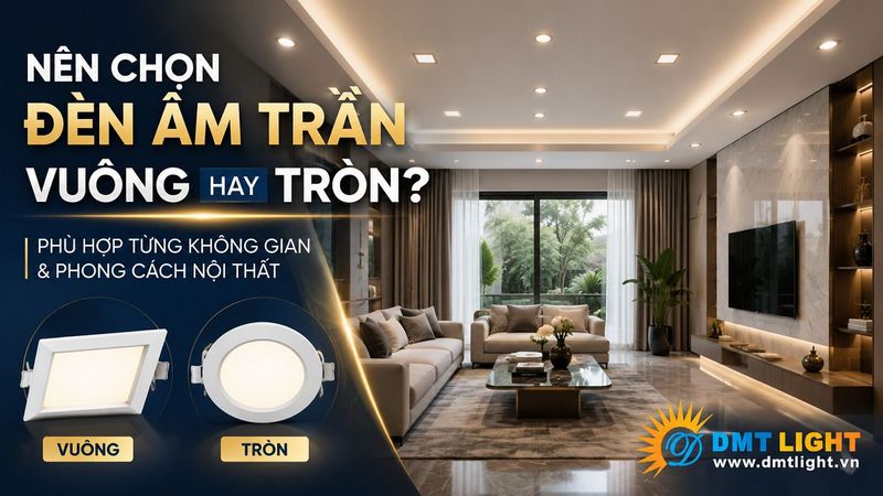 Nên chọn đèn âm trần vuông hay tròn cho từng không gian?