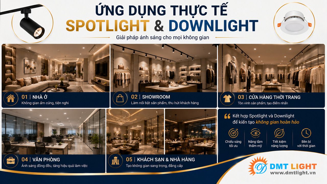Đèn Spotlight chiếu điểm rất được ưa chuộng trong không gian khách sạn