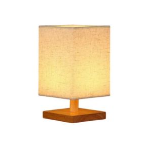 Đèn bàn thân gỗ chao vải hiện đại vuông DB-OM-S90V-C1