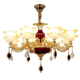 Đèn chùm 8 chao thủy tinh cao cấp [DC-OM-S6077-C8/RED-TT]