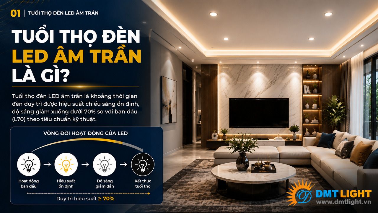 Tuổi thọ đèn LED là khoảng thời gian đèn duy trì khả năng phát sáng ổn định