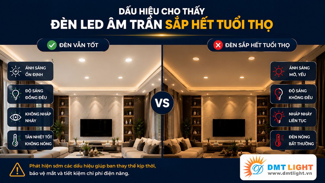 Khi đèn LED bị biến đổi màu ánh sáng là dấu hiệu đèn đã hết tuổi thọ sử dụng