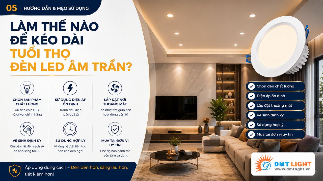 Lắp đặt đèn trong điều kiện dòng điện ổn định để kéo dài tuổi thọ