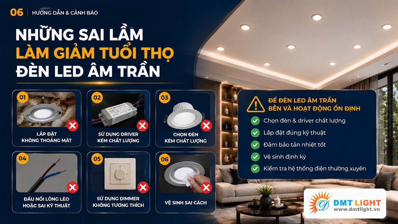 Lắp đèn LED trong nhà ra ngoài ban công là sai lầm khiến giảm tuổi thọ chiếu sáng