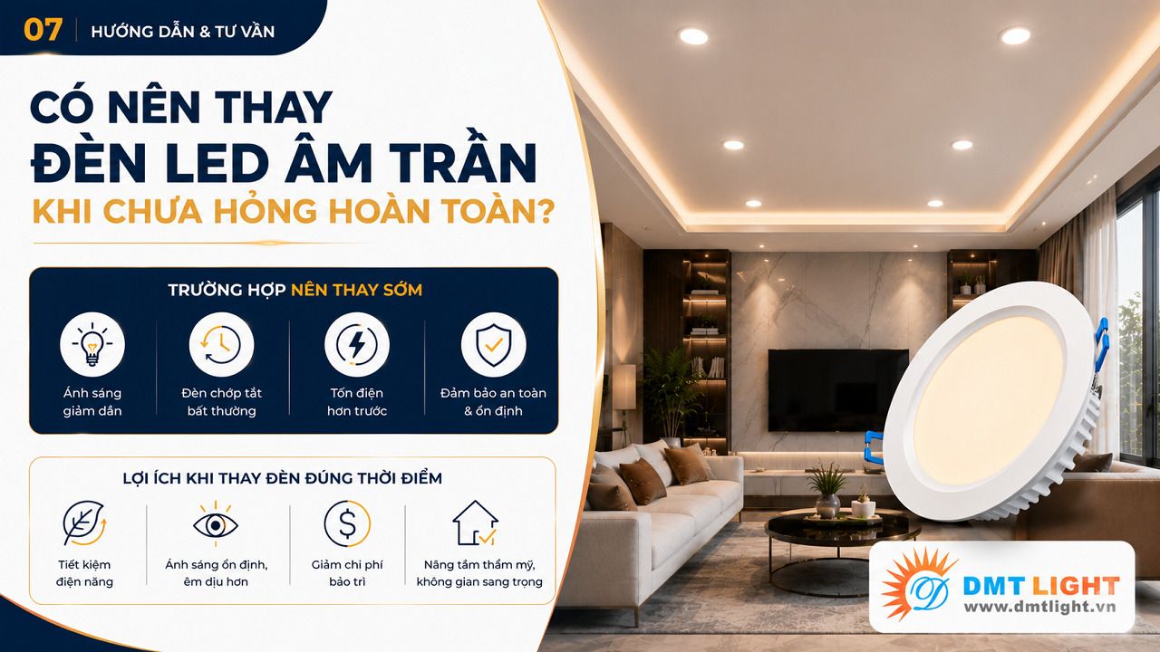 Bạn nên thay đèn LED âm trần khi chúng có dấu hiệu hư hỏng