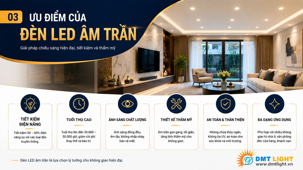 Đèn LED âm trần có sự đa dạng về mẫu mã cho khách hàng lựa chọn