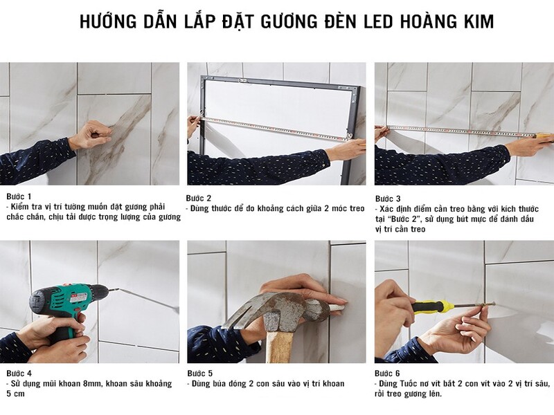 Lắp đặt đèn gương