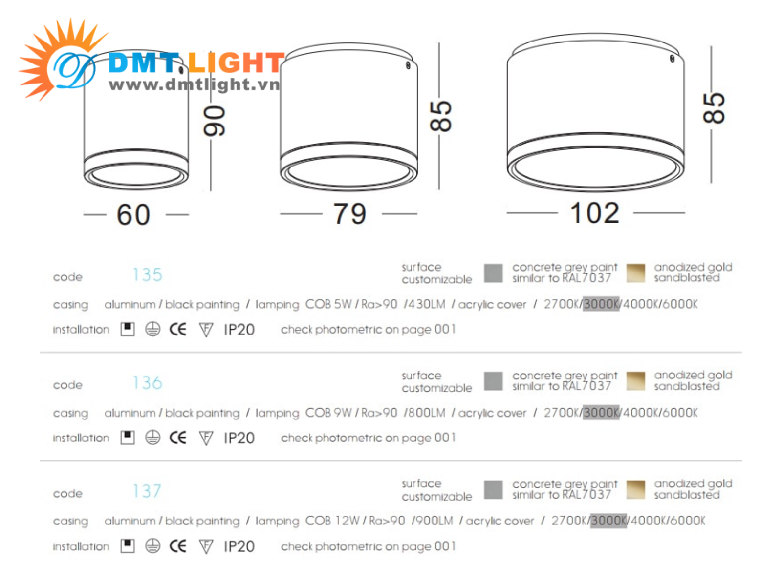 kích thước đèn downlight