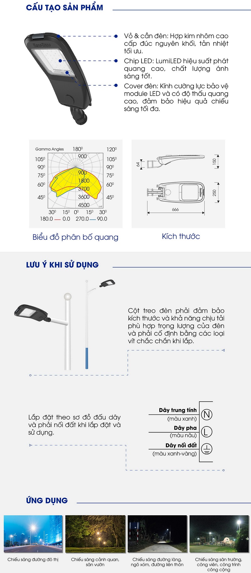 Đèn LED chiếu sáng đường 150W