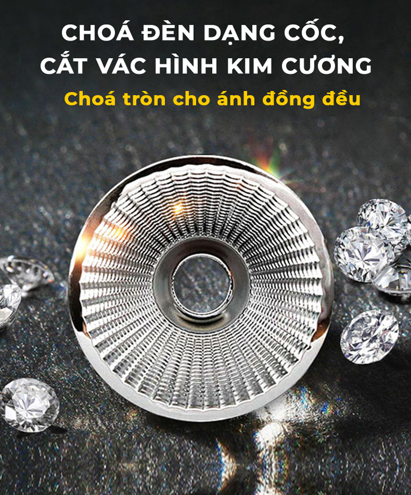 Choá đèn pha ly kim cương phản quang tốt