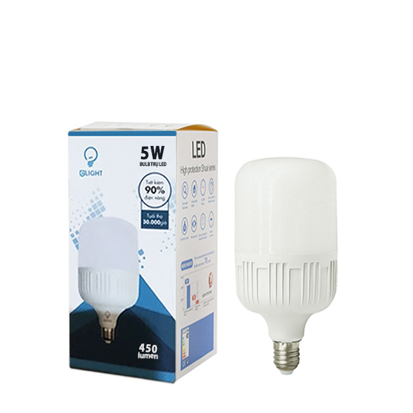 Bóng đèn LED búp trụ vỏ nhựa sọc công suất 5W