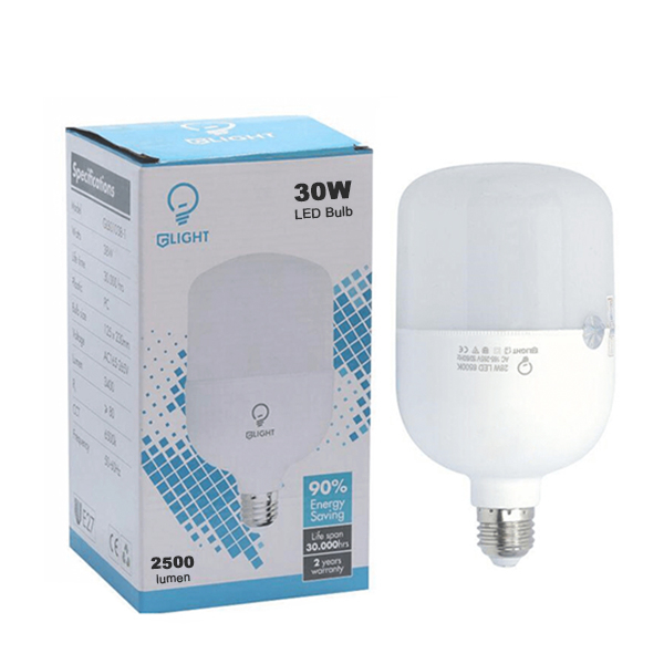 Bóng đèn LED búp trụ vỏ nhựa trơn 30W