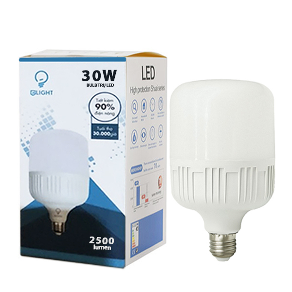 Đèn LED búp trụ vỏ nhựa sọc, đui E27 30W giá rẻ