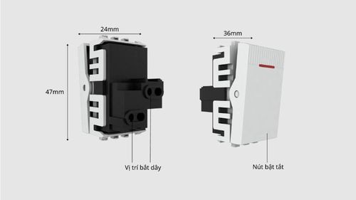 Hạt công tắc âm tường 1 chiều Rạng Đông CT-RD-HCT01-1C/10A