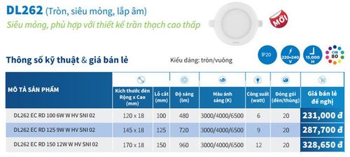 đèn led âm trần philips 9w