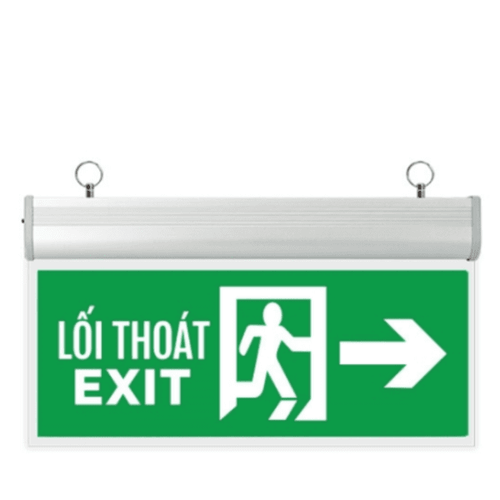 Đèn Exit chỉ hướng 2 mặt phải
