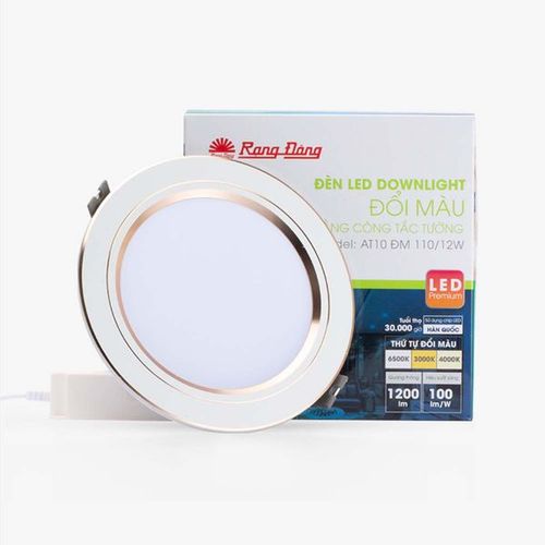 Đèn LED Downlight đổi màu AT10 110/12W Rạng Đông viền vàng