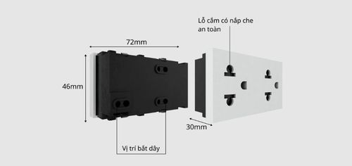 Hạt ổ cắm âm tường Rạng Đông OC-RD-HOC02-2C/16A