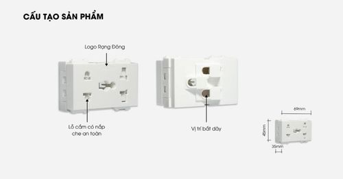 Hạt ổ cắm âm tường Rạng Đông OC-RD-HOC05-2C/16A