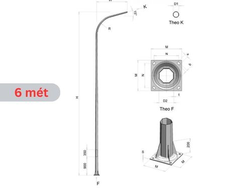 cột đèn đường 6m