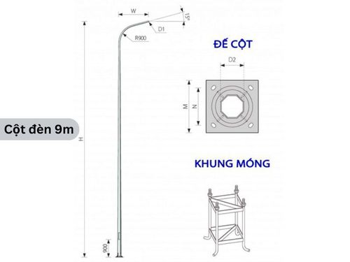 cột đèn đường 9m