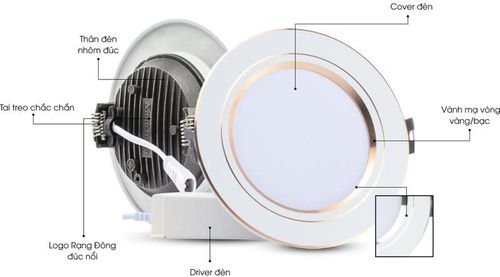 đèn downlight âm trần viền vàng 9W
