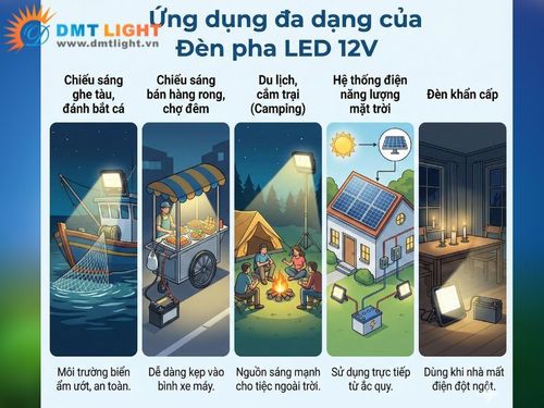 Đèn pha 12V được ứng dụng phổ biến ở nhiều lĩnh vực