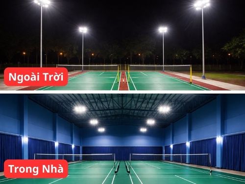 Bố trí bóng đèn sân cầu lông trong nhà và ngoài trời