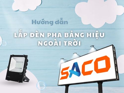 lắp đèn pha bảng hiệu 