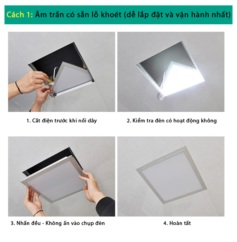 cách lắp đèn led panel vuông