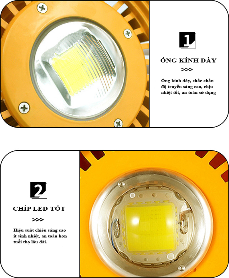 Đèn LED chống cháy nổ 50W màu vàng [CN-GR-S9]