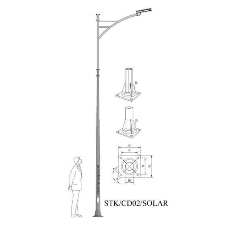 Cột đèn năng lượng mặt trời mạ kẽm nhúng nóng gia công theo yêu cầu mã STK-TC/BG