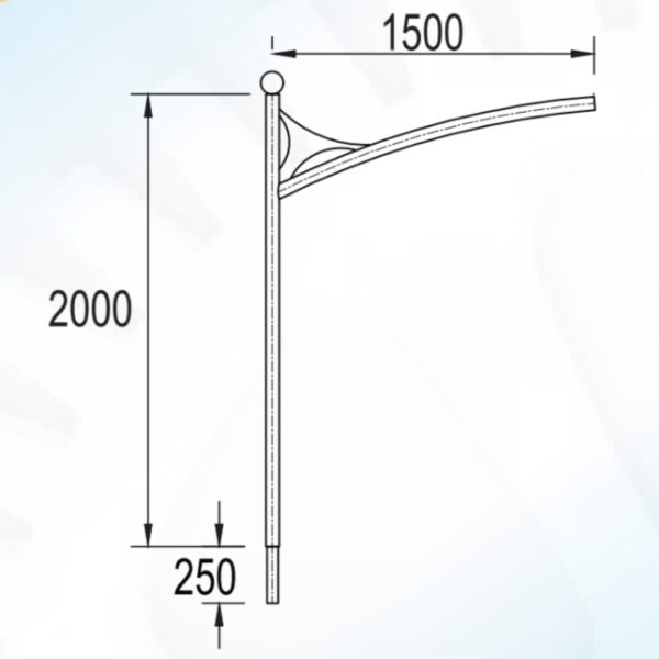 Cần đèn đơn Ø60 mã CD08-60