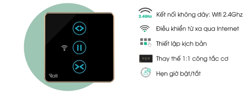 Công tắc cảm ứng Rèm wifi Rạng Đông CO-RD-CTCU.WF-V.REMT