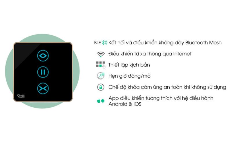 Công tắc cảm ứng rèm BLE Rạng Đông CO-RD-CTCU.BLE-V.REMT-MN