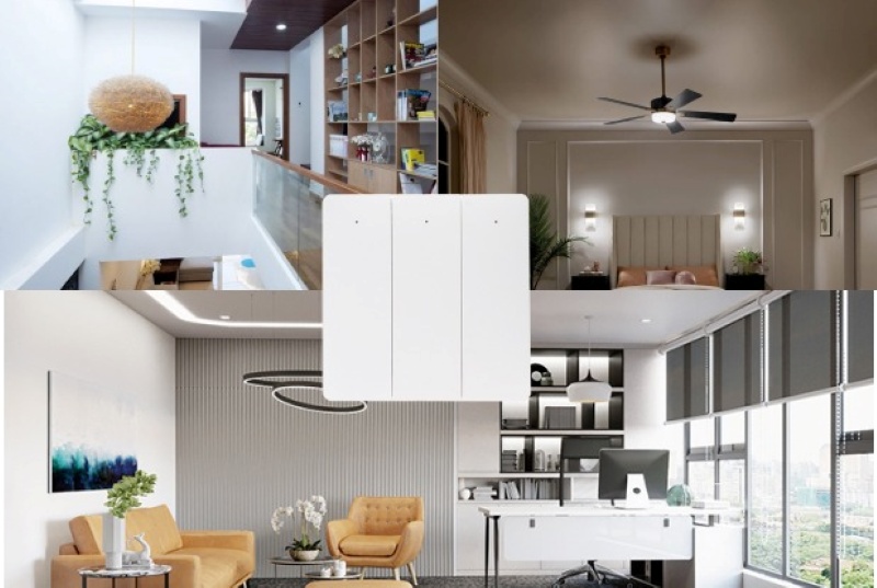 Công tắc 2 chiều không Pin không dây 3 nút bấm Rạng Đông CO-RD-CT2C-V1.03