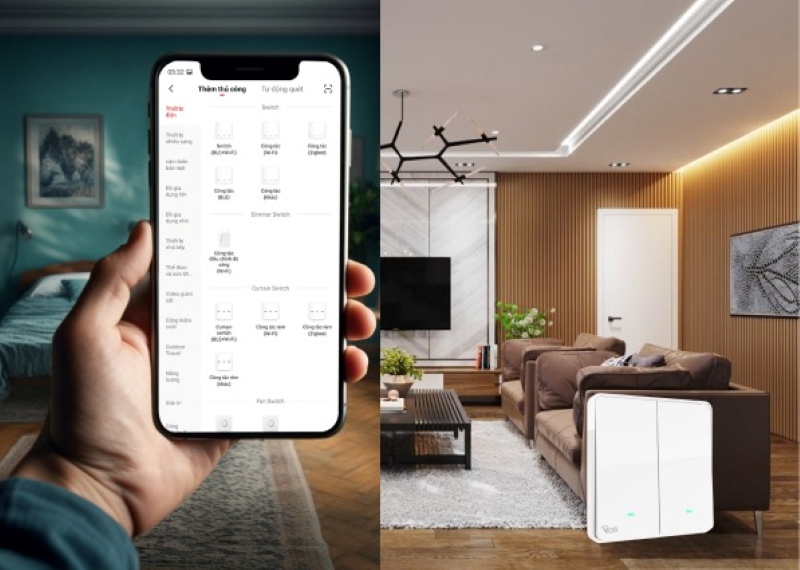 Công tắc cơ điện tử 2 chiều thông minh Rạng Đông CO-RD-CTC2C.WF-V1.01