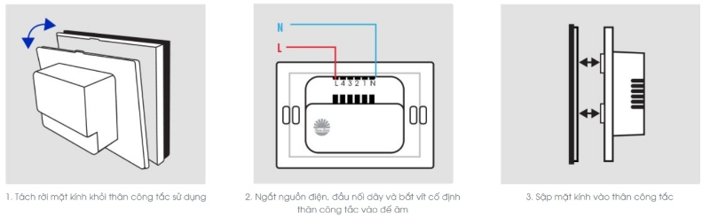 Công tắc cảm ứng 3 nút bấm Rạng Đông CO-RD-RD-CT.03