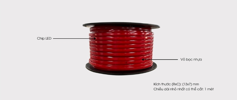 Đèn LED dây đơn sắc Rạng Đông LD-RD-LD01.V2.RE-1000/7W