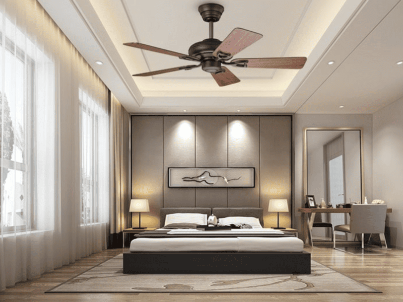 Quạt trần cổ điển sử dụng trong phòng ngủ