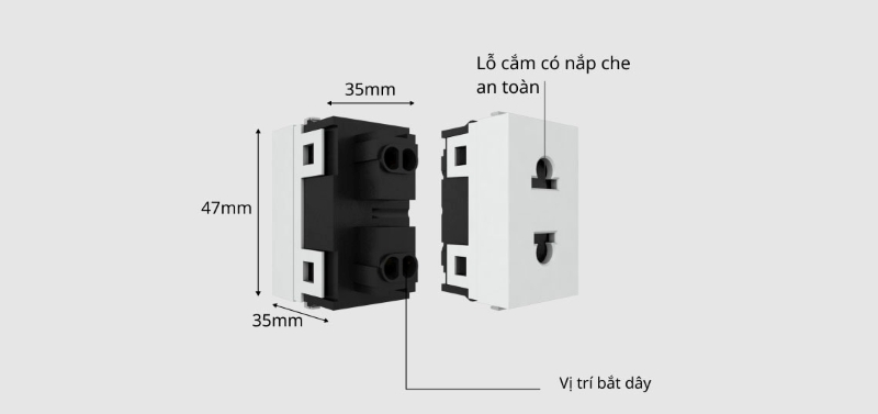 Hạt ổ cắm âm tường Rạng Đông OC-RD-HOC01-1C/16A