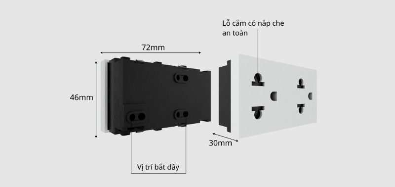 Hạt ổ cắm âm tường Rạng Đông OC-RD-HOC02-2C/16A