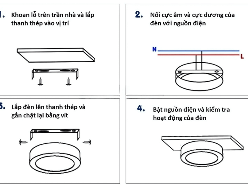 Cách gắn đèn LED ốp trần trên trần bê tông trong 30 phút