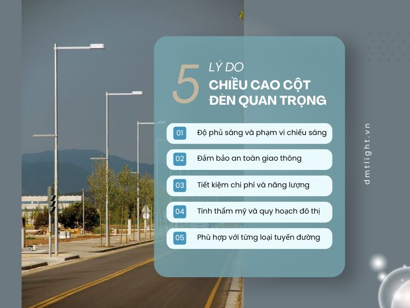 chiều cao đèn đường