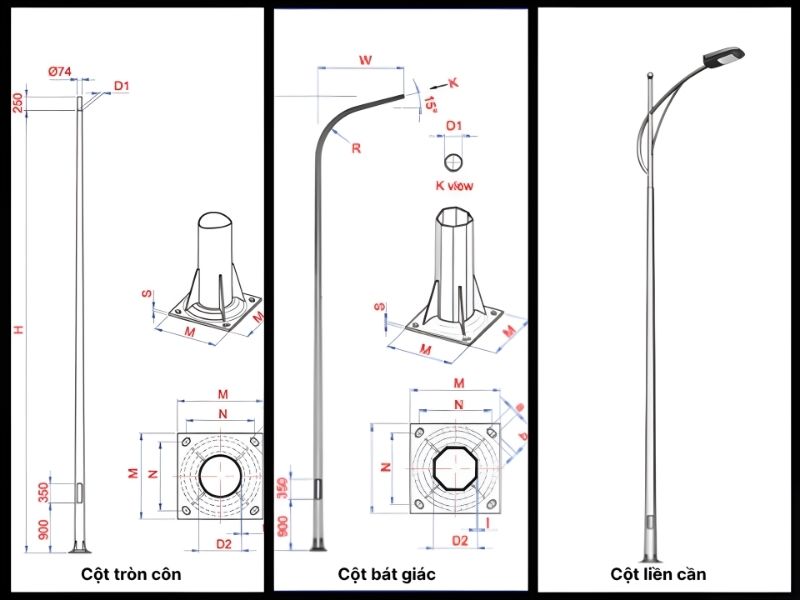 trụ đèn đường 8m