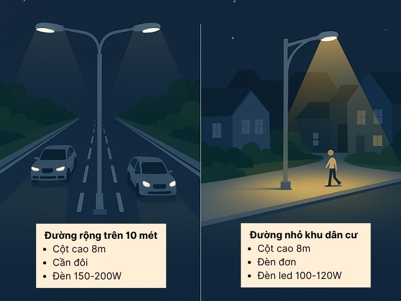 Cột đèn đường chiếu sáng cao 8m